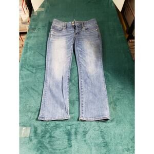 American Eagle Jeans Size 2 Womens Blue Stretch Pants Denim Mid Rise Artist Crop